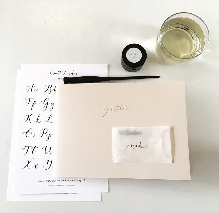 Highly recommend the beginners #calligraphy workshop I attended yesterday eve at @QuillLondon great fun and cute starter pack! #quilllondon
