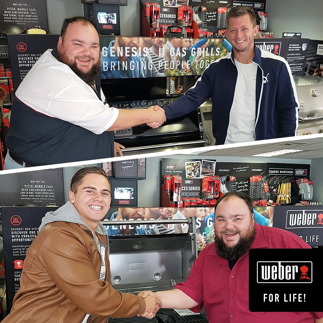 We’re excited to welcome these 2 great rugby players to the Weber Team – Happy braaiing <a href="/Rohanjvr12/">Rohan</a> and <a href="/R_Combrinck15/">Ruan Combrinck</a>! Enjoy your braais!