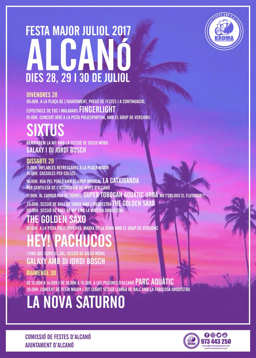 AjntAlcano's tweet photo. #Alcanó #festamajor2017 @SegriaCultura @SegriaTurisme @DiputacioLleida @CECS12 @IEI_lleida @JoventutSegria @KROMAESPECTACLE @LosPachucos https://t.co/QPY30IyYbY