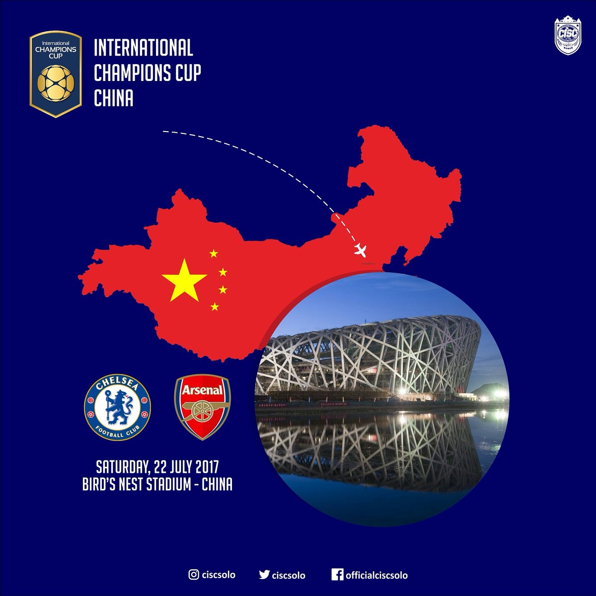 CISCsolo's tweet photo. Tomorrow we face @Arsenal  in our first big match of the @IntChampionsCup  🇨🇳 are u ready blues? https://t.co/jpgXxndTxJ