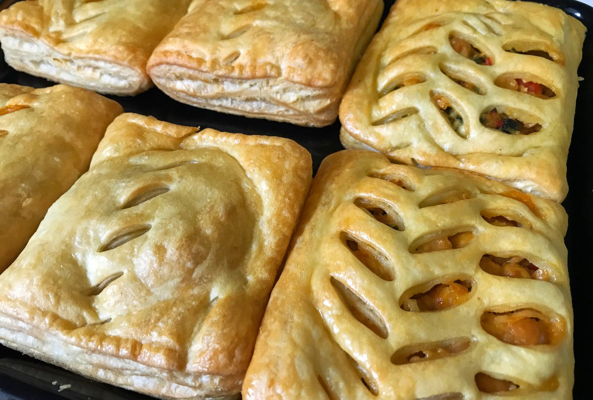 Brand new Mediterranean Vegetable Pasty! 😋 Roasted peppers, spinach, chickpeas couscous and cheese. Even the Carnivores are loving them! 😱