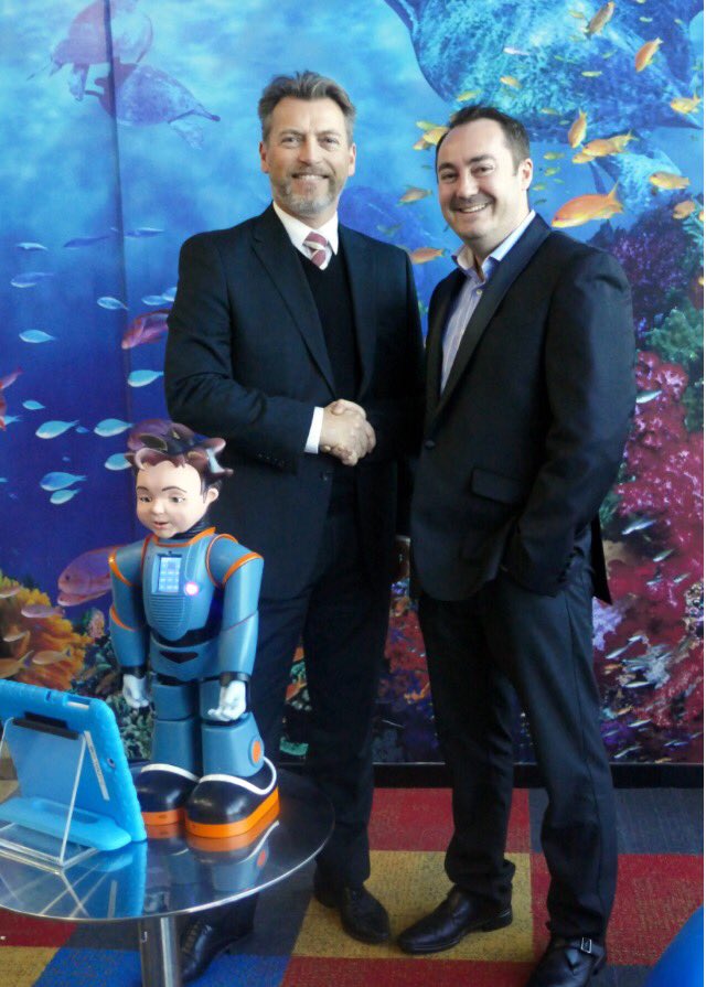 met with michael tate at Rockybay disabilities for a look at Milo the robot in the autism unit . he accepted my $5000 donation