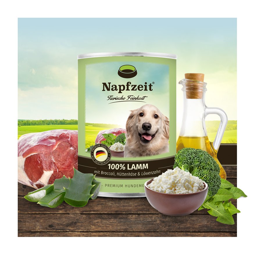 Napfzeit's tweet photo. Unser neues Premium #Hundemenü 100% Lamm mit Broccoli, Hüttenkäse, #Löwenzahn &amp; #AloeVera 🐶❤️ #hunde #nassfutter https://t.co/hD56ed2SgE