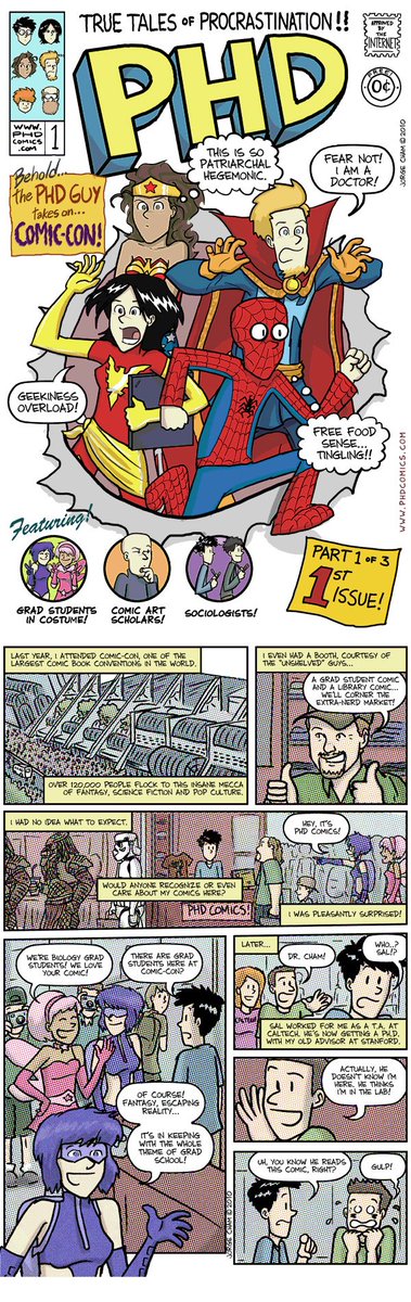 PHDcomics's tweet image. Curious about @Comic_Con? (2/2) Read this 3-part comic I wrote a few years ago: phdcomics.com/comics/archive…