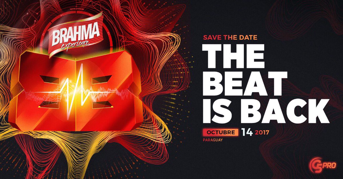 G5pro's tweet photo. ** SAVE THE DATE **

14 de Octubre de 2017
PARAGUAY

THE BEAT IS BACK

#BrahmaExperience https://t.co/Mb6NJ8S6x9