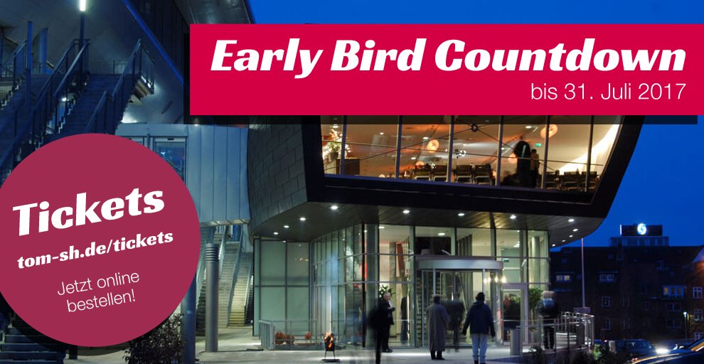 tomsh_de's tweet photo. Nicht mehr lange könnt ihr #EarlyBird #Tickets zum abstauben! 🐥 
Seid ihr dabei? https://t.co/rbReCedrW1
#TOMSH17 #Kiel #Onlinemarketing https://t.co/QkUcjQPufA