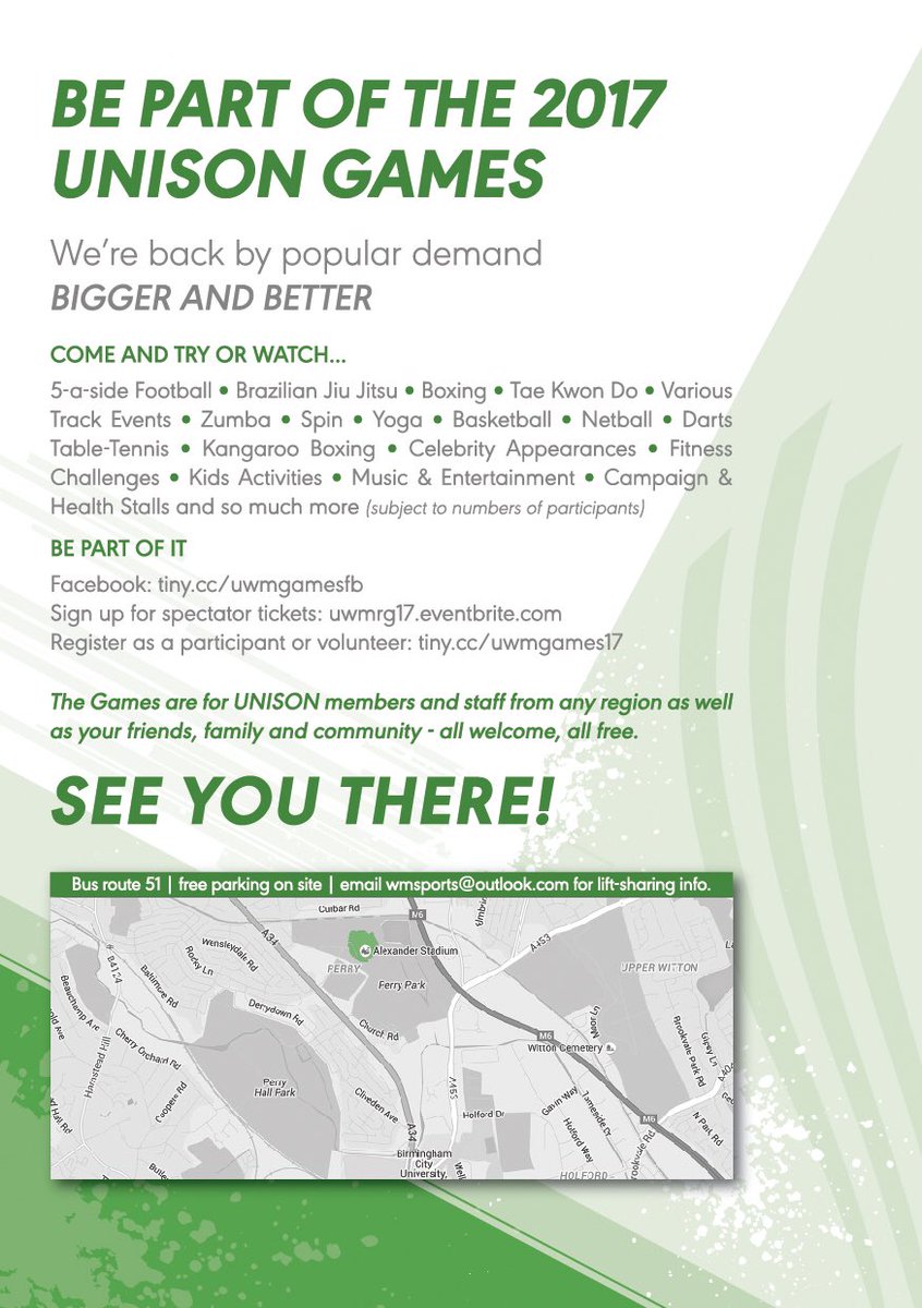 Love sport? Get involved with the UNISON West Midlands regional games! Register now: tiny.cc/uwmgames17 #brum #family #summer #uwmgames