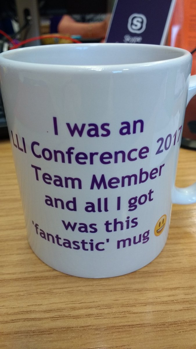 woollybookworm's tweet photo. @BeckettLibrary @epicbayj @DebbieMN This cheered me up on my return to work! #lliconf17 #timeforabrew https://t.co/yCBcUyuKOl
