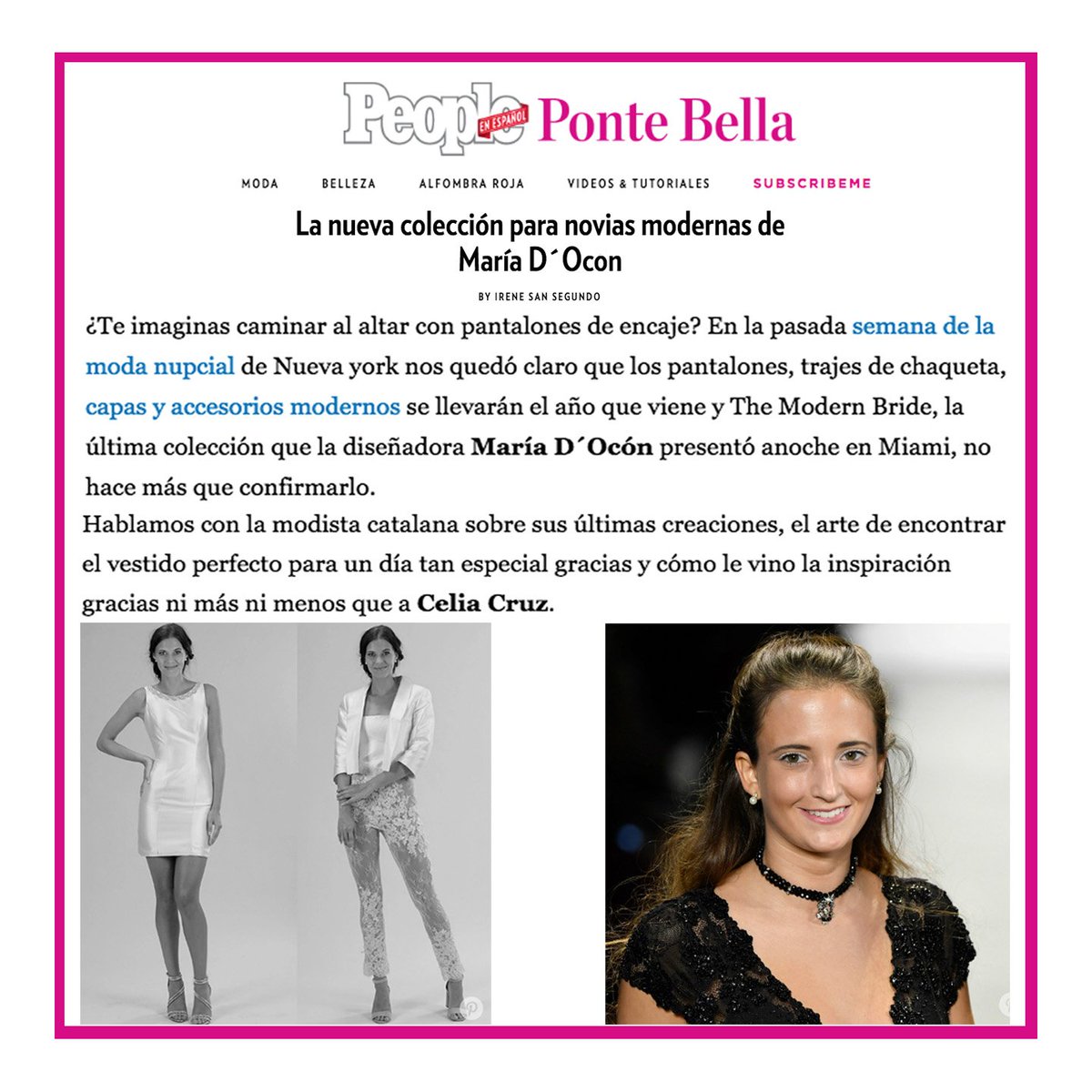 mariadocon's tweet photo. Gracias @peopleenespanol por el artículo! 💕 #PonteBella #VestidosDeNovia  #Inspiración #CeliaCruz @jeimyosoriooficial @celiatlmd https://t.co/LZHarXllPg