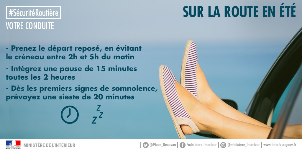 Interieur_Gouv's tweet photo. 🚗 🏖️ Vous partez en vacances ou vous en revenez ?  L'important est d'arriver ! Alors prenez le volant en toute sécurité, en étant reposés ⬇️ https://t.co/bRDcEjXL20