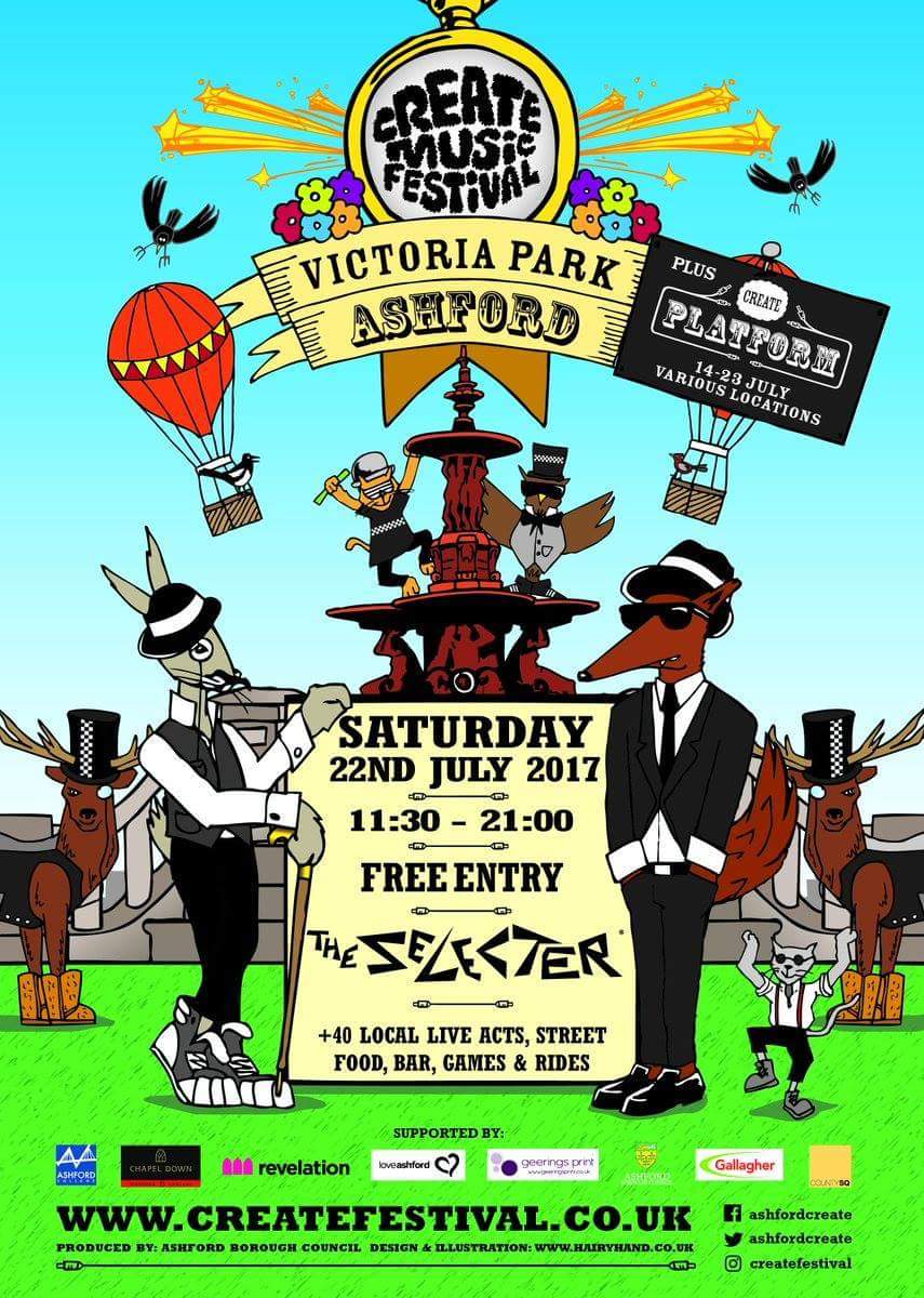 We'll be up on the main stage <a href="/ashfordcreate/">Create Music Village</a> tomorrow 1.45pm :)