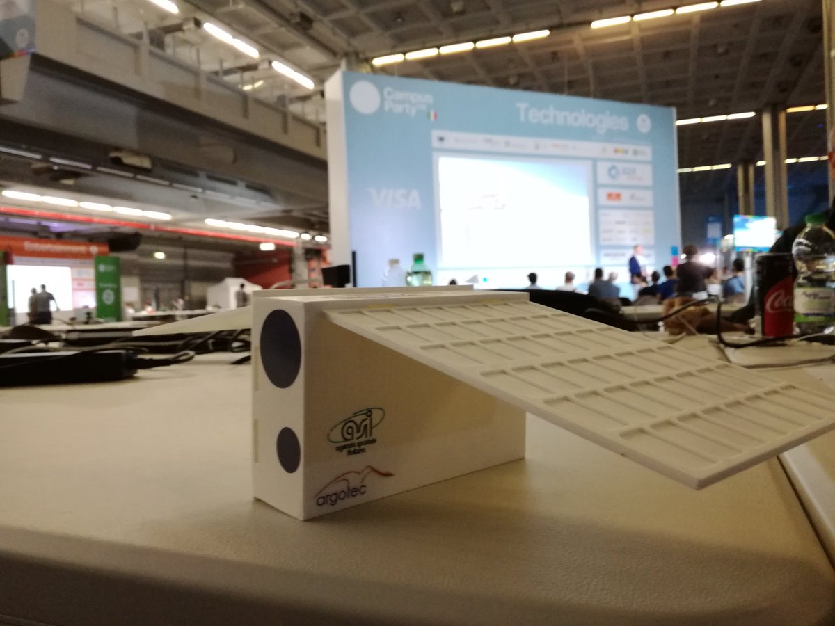 Argotec_Space's tweet photo. #ArgoMoon is arrived at @campuspartyIT! See you at 15,00 at #sciencestage! #CPIT1 #EM1 #GoArgotec #innovation #space https://t.co/VhOjYo44w3