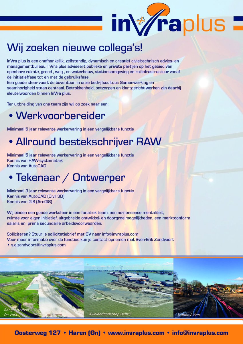 Ben je toe aan een nieuwe baan? Kijk eens bij de vacatures van InVraplus of solliciteer als je denkt een toegevoegde waarde voor ons te zijn