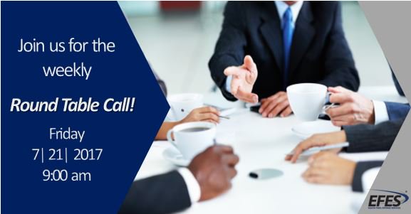efesonline's tweet photo. We can't wait to hear from you on the EFES Round Table Call today at 9:00 a.m. CST. Call 206-402-0100 Conference ID: 149036#. #EFESCommunity https://t.co/qBbpioSLEy