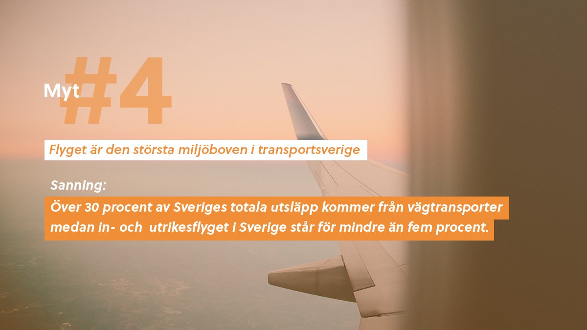 Myt #4: "Flyget är den största boven i transportsverige" #ettslagiluften #flygplatsdöden svensktflyg.se/rapporter/flyg…