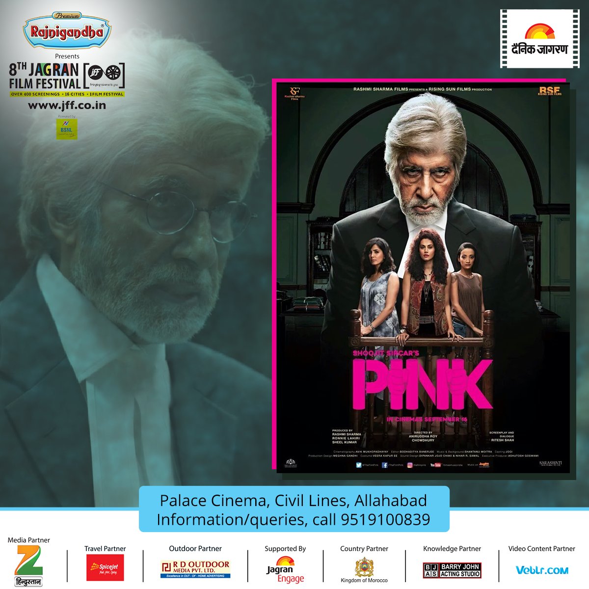 jagranfilmfest's tweet photo. Underlining a woman’s freedom to her own sexuality, @SrBachchan &amp; @taapsee's movie #Pink is a #must watch at #JFF2017. Do. Not. Miss. https://t.co/RRinwEolYs