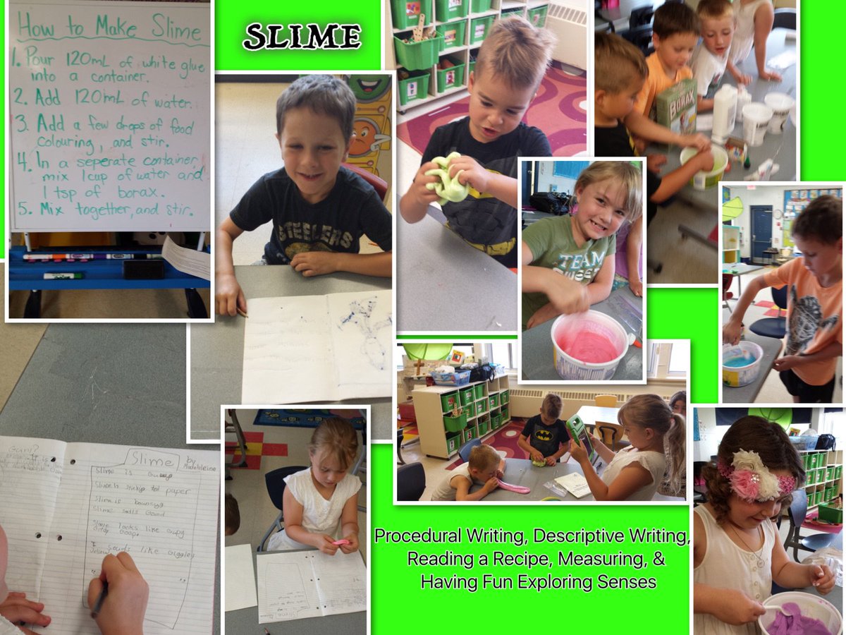 StephHanniman's tweet photo. #RCCDSB #RCCDSBSummer #Slime 
Science and Writing Fun! We wrote a slime procedure, followed it, &amp; used our senses to do descriptive writing. https://t.co/R4Splwl1sw