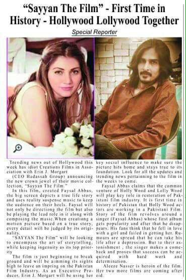 faysalabbas's tweet photo. #SayyanTheFilm #Press #DailyCountry #TeamICF #Hollywood #Lollywood #Bollywood #reality #suspence #music #rock #basedonatruestory https://t.co/DWRfwaLVxn
