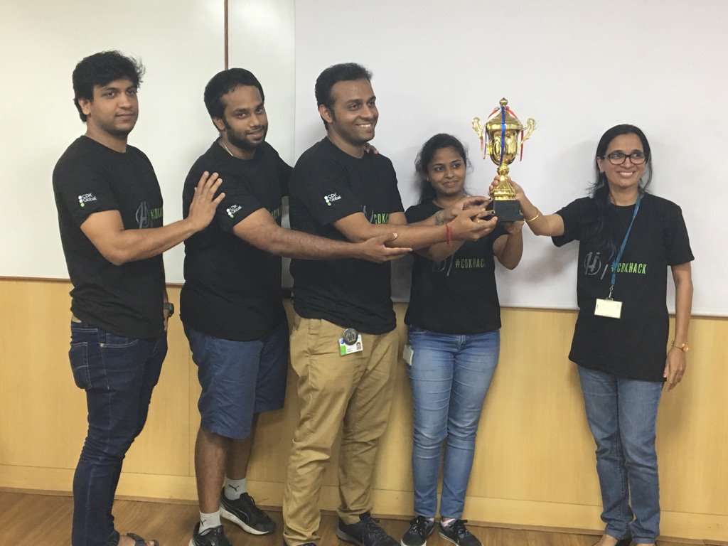 priyamucharla's tweet photo. #CDKHack concludes.Runner up is #TeamCodeCatalyst @s4samir @BelagaliPooja @brujath1 @im_niksharma congrats guys! ππ»π https://t.co/EBN2cAcjfP