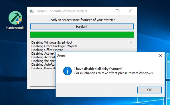 Hardentools - Utility that disables a number of risky Windows features bit.ly/2vIi4De #github #hacking #hackers #pentesting #tech