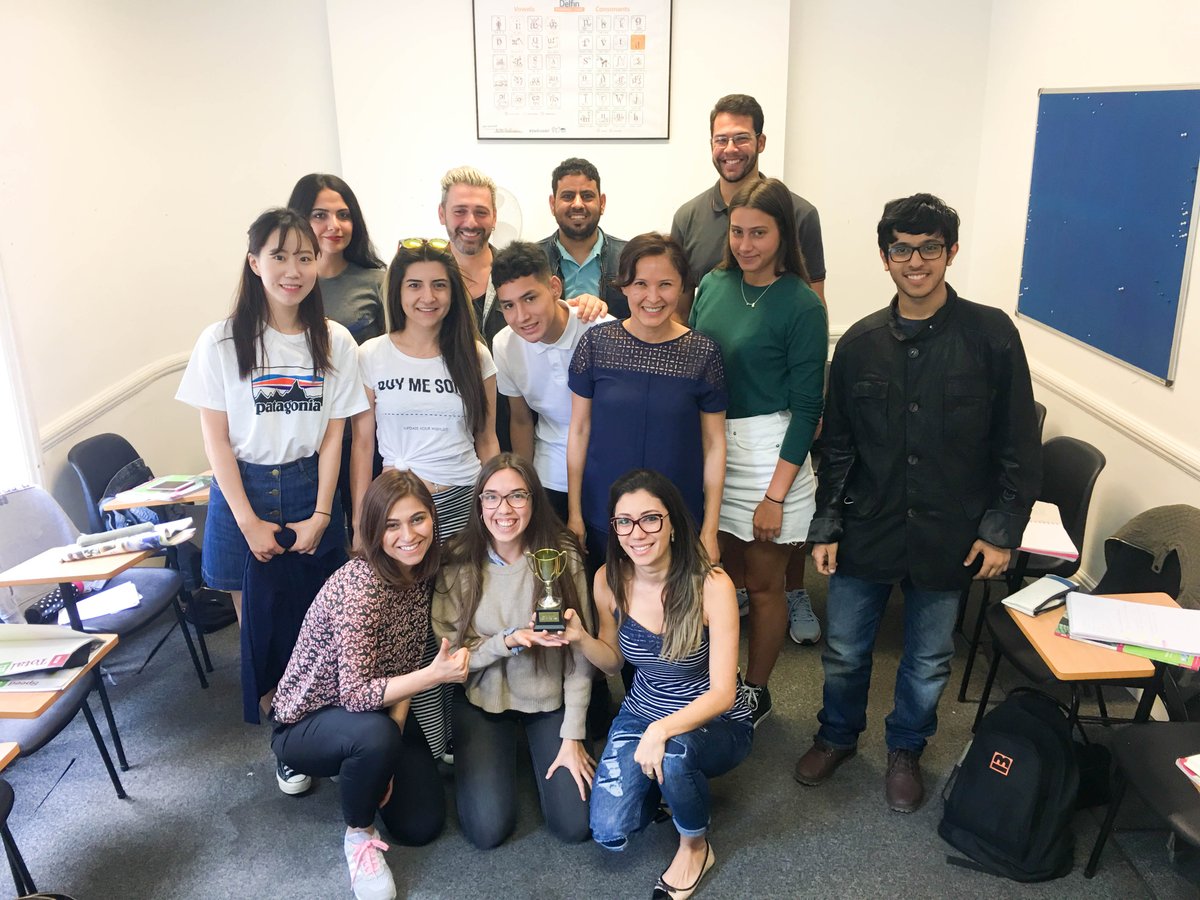 Delfinschool's tweet photo. The winners of London Schools Class of the Week are Jenny's Pre-Intermediate afternoon class. Well done guys! #delfinlife #delfiners https://t.co/7OPgAOwdrl