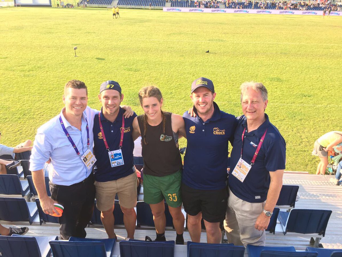Managed to catch up with <a href="/WorldFlyingDisc/">World Flying Disc Federation (WFDF)</a> President &amp; the #AussieCrocs #FlyingDisc team <a href="/TheWorldGames/">The World Games</a> more action tomorrow... good luck!