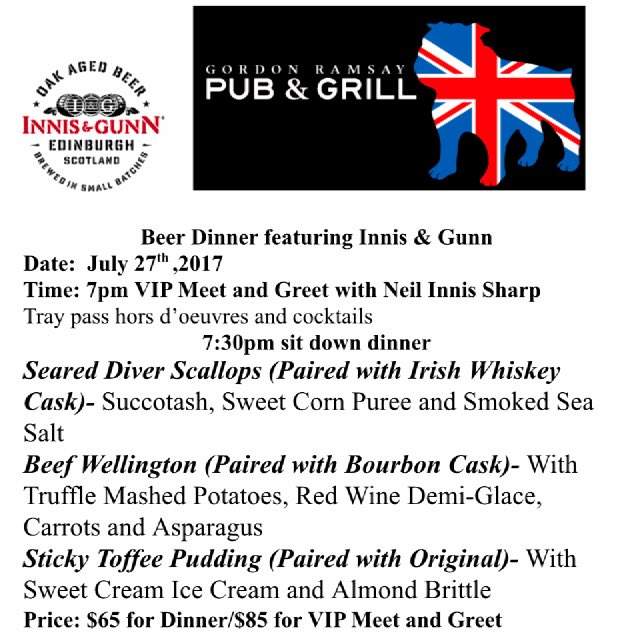 Where can you get Scallops, Beef Wellington and Innis &amp; Gunn for $50, only at Gordon Ramsay's Pub! <a href="/LmaioneLouie/">Louie</a> <a href="/MicahRoberts7/">Micah Roberts</a> <a href="/KristinHK15/">Kristin Banuelos</a>