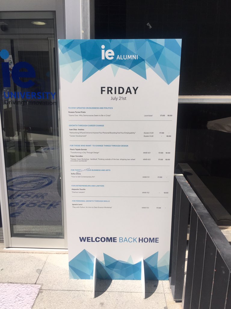 jdiazandreu's tweet photo. @IEbusiness @AsocEyC @montse_barcelo @imartalamas @TalengoINT @AmayaAmadorM @EDiazAroca @uclaaanspain @paulaleon79 @rosariodecastro @rosaallegue About to start my 2 seminars this Friday at #IEGAW #IEClassReunion @IEbusiness : OFF/ONline #Networking to improve your #PersonalBranding https://t.co/JVvggpTq0s