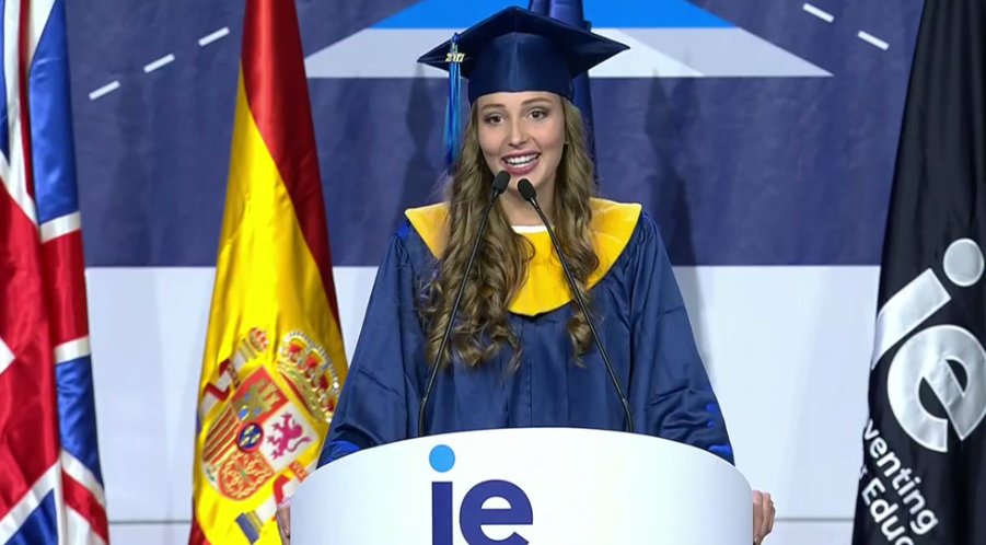 "I challenge each of you to be unique, make an impact and change the world." - Karina, #ieMIM 2017 #IEgraduation