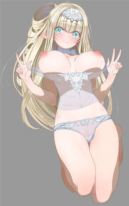 白エルフのダブルピース _(:3 」∠)_ まだ塗ってる途中だけど、今日は寝るんじゃあ。 