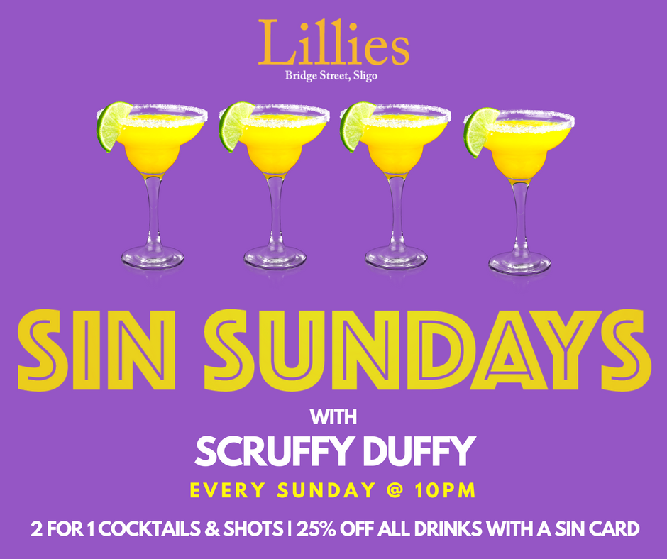 Last Sunday was fun, Scruffy is back to do it all over again this Sunday night!
SIN SUNDAYS AT LILLIES!