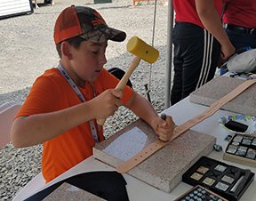 Realeather's tweet photo. Concentrate! Hold the stamp handle vertically to create an even impression. #2017Jambo  #leatherwork #leathercraft #scouting #realeather https://t.co/KeRzdj14eF