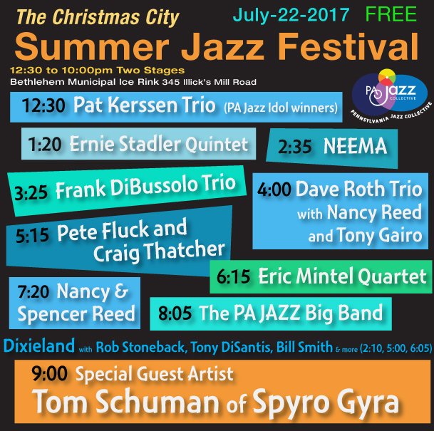 Cool jazz beats the summer heat. Tomorrow. Bethlehem PA. #Free Tacos, wine, craft beer, too. #jazz #livemusic #jazzsharing #jazzfestival