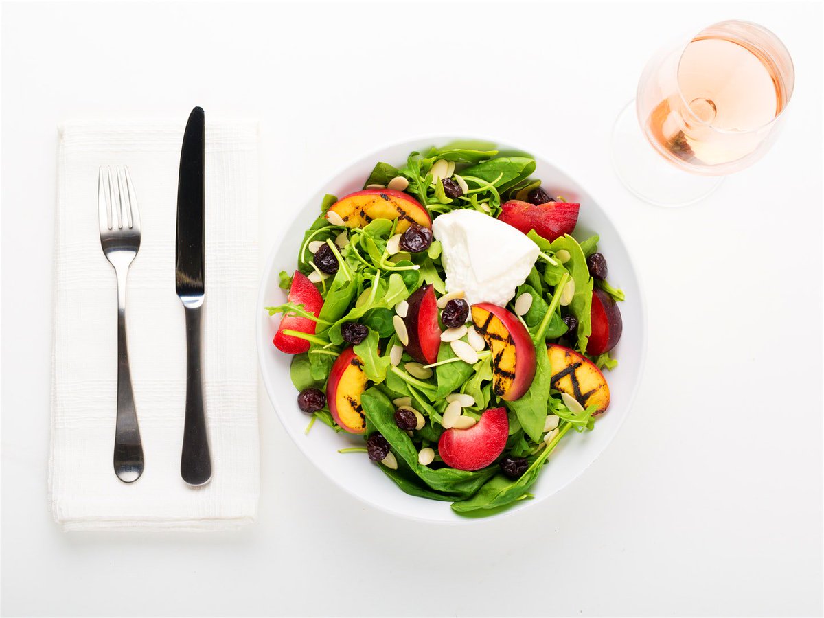 GalleyBaltimore's tweet photo. The perfect summer salad comes w/sweet and juicy grilled plums, almonds, and a wedge of creamy burrata and a homemade balsamic dressing. https://t.co/Tog9lCrxW3