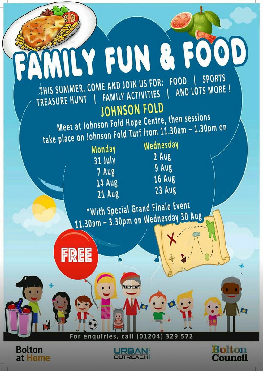 Free Family, Fun &amp; Food sessions on #johnsonfold this #Summer hols Come along @boltonathome <a href="/boltonlive/">Bolton Live!</a> <a href="/UrbanOutreachUK/">Urban Outreach</a>  <a href="/mylifeinbolton/">My Life in Bolton</a>