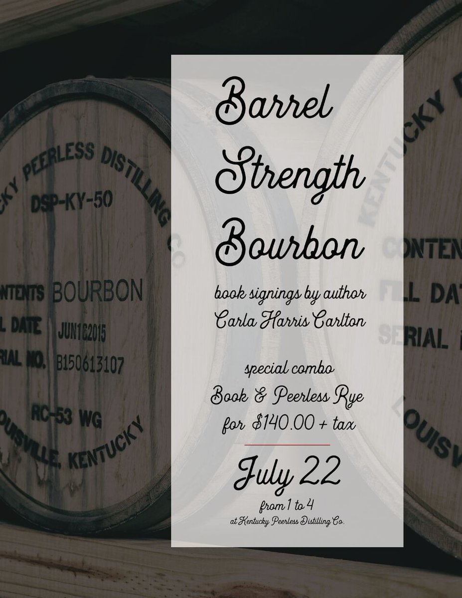 ClerisyPress's tweet photo. Tomorrow: Join Carla Carlton for a book signing at #Peerless Distillery, 1-4 p.m. https://t.co/pKn9Y1irVL @kypeerless @carlacarlton #Bourbon https://t.co/Ote1KcfK7x