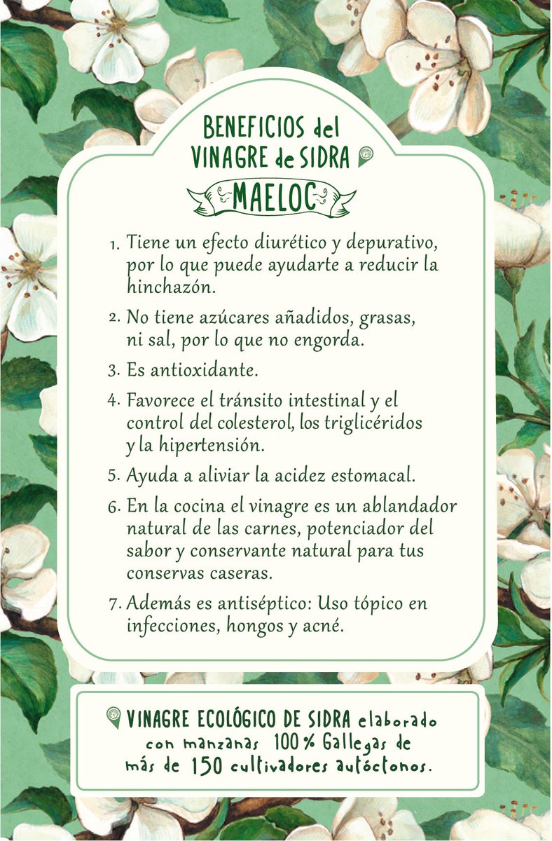 maelocway's tweet photo. Nuestro vinagre de sidra #Maeloc es bueno para las comidas y bueno para la salud. ¡Leed los beneficios que tiene! #ecológico #cookityourway https://t.co/HrVOKEe1jM