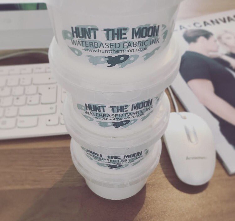 Our lovely ink supplier <a href="/huntthemoon/">Screen Printing</a> saves the day! Thanks guys for an amazing . Pots of their lovely eco waterbased ink arrived next day 👌🏻