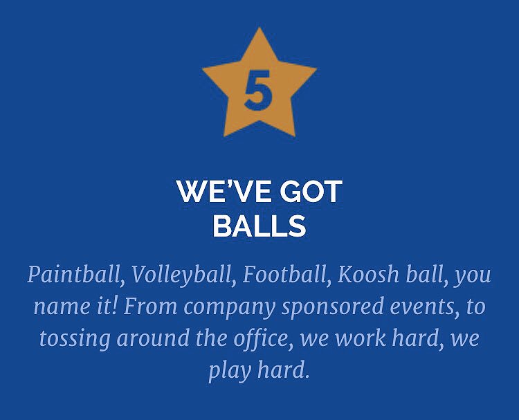 Bridge_Log_Inc's tweet photo. #5-WE'VE GOT BALLS! Football, volleyball & paintball. From tossing in the office to team volleyball on Thursday's! #BridgeLogistics https://t.co/hViQHlmD6s