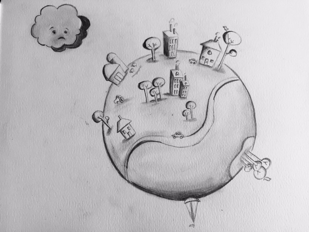 DazzleArt's tweet photo. Grey ☁️'s monochrome world. 🌞 paints it yellow, Sky paints it blue / a 🌎 of one colour just won't do! #kidpit #PB 🌈 https://t.co/o71xeD0Ch1