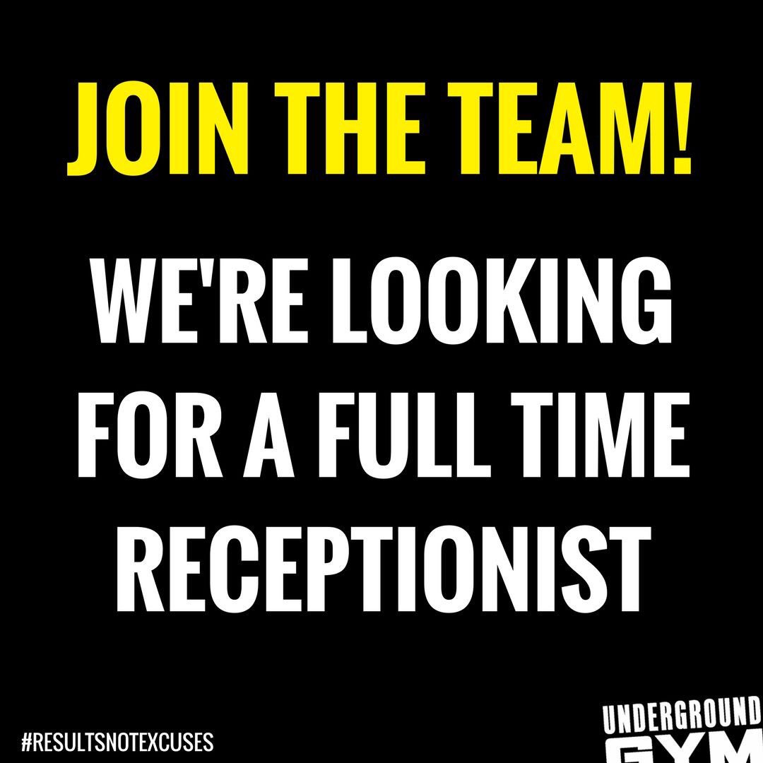 UndergroundGyms's tweet image. Receptionist wanted! Early opens, evenings, weekends - we want a great team member who'll stay with us email CV nuria@underground-gym.com