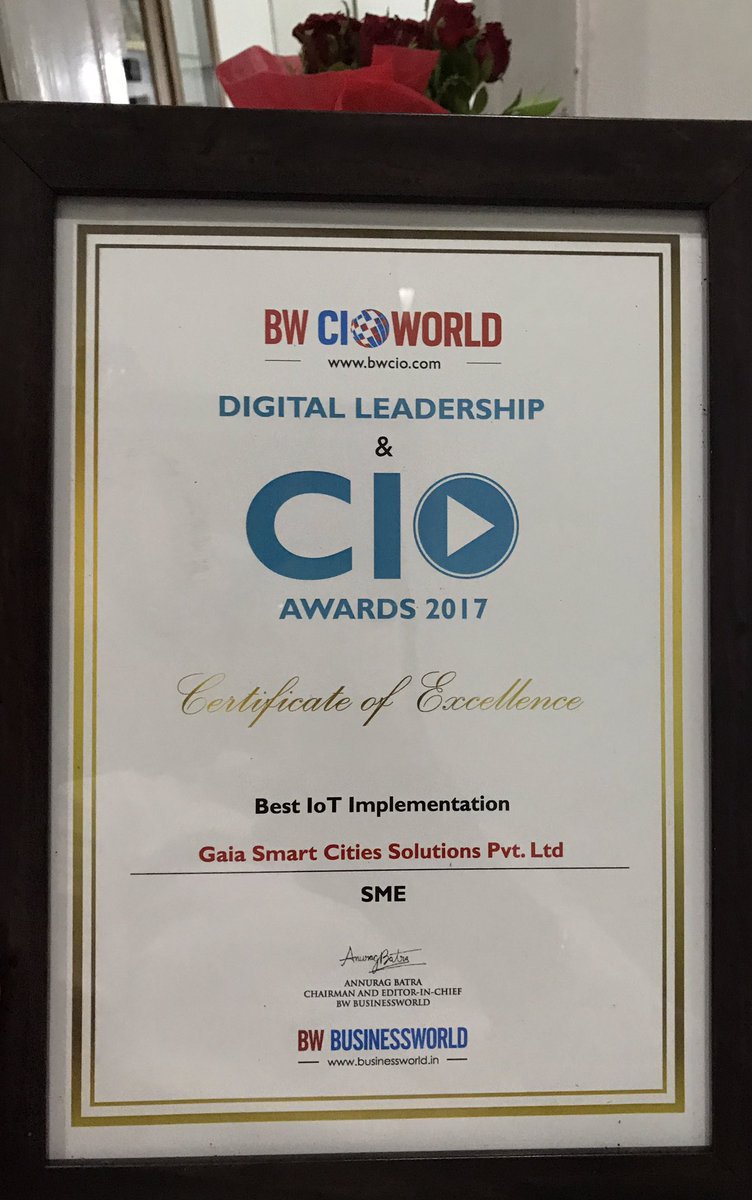 GaiaSmartCities's tweet photo. Gaia Team winning the best IoT implementation award #NeetikaChhabra #DrPrashunDutta #BipinKumar @bwcio_world https://t.co/jVdWPRhQLp