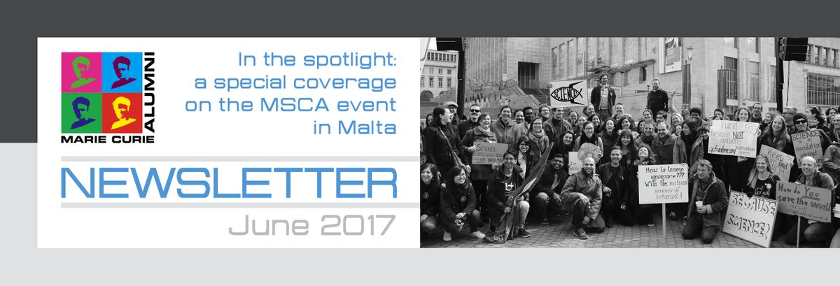 Mariecurie_alum's tweet photo. Check out the latest #MCAA newsletter which focuses on the #MarchforScience, Malta #MSCA2017 event & much more! https://t.co/hp8sXsPmT7 https://t.co/pkGvBjgP8A