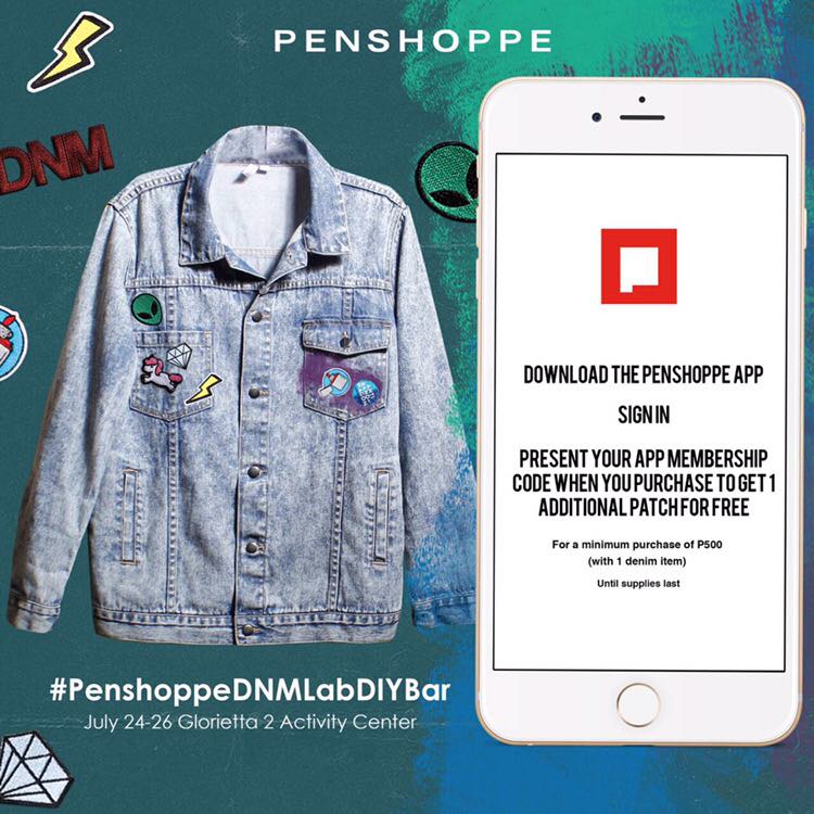 PENSHOPPE's tweet photo. The #PenshoppeDNMLabDIYBar opens tomorrow! See you at the Glorietta 2 Activity Center ‘til July 26. We’ve got lots of customizing to do! 👖 https://t.co/Ylr9qDeT0h