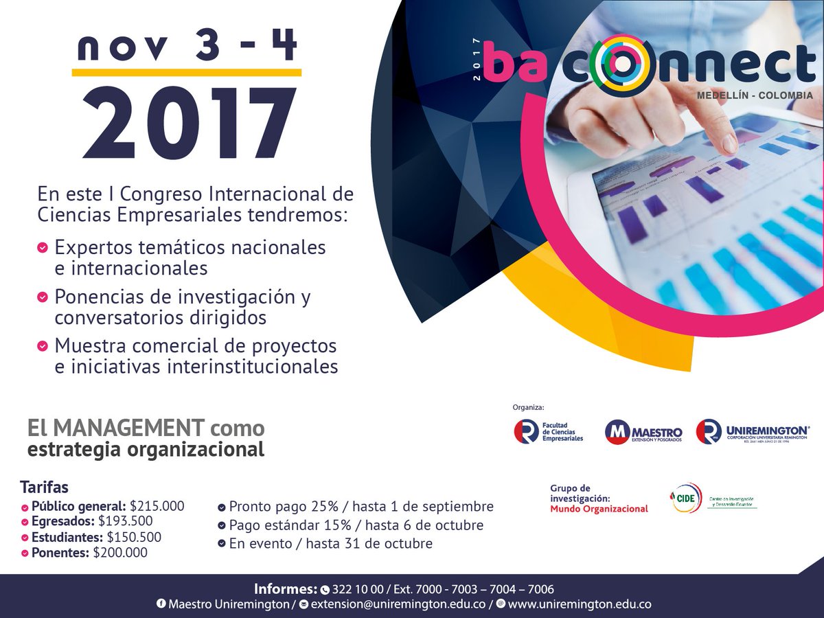 Uni_Remington's tweet photo. #Agéndate | 3 y 4 de noviembre en #Baconnet – El Management como estrategia organizacional. ¡Te esperamos! https://t.co/OEVm53p9Q4