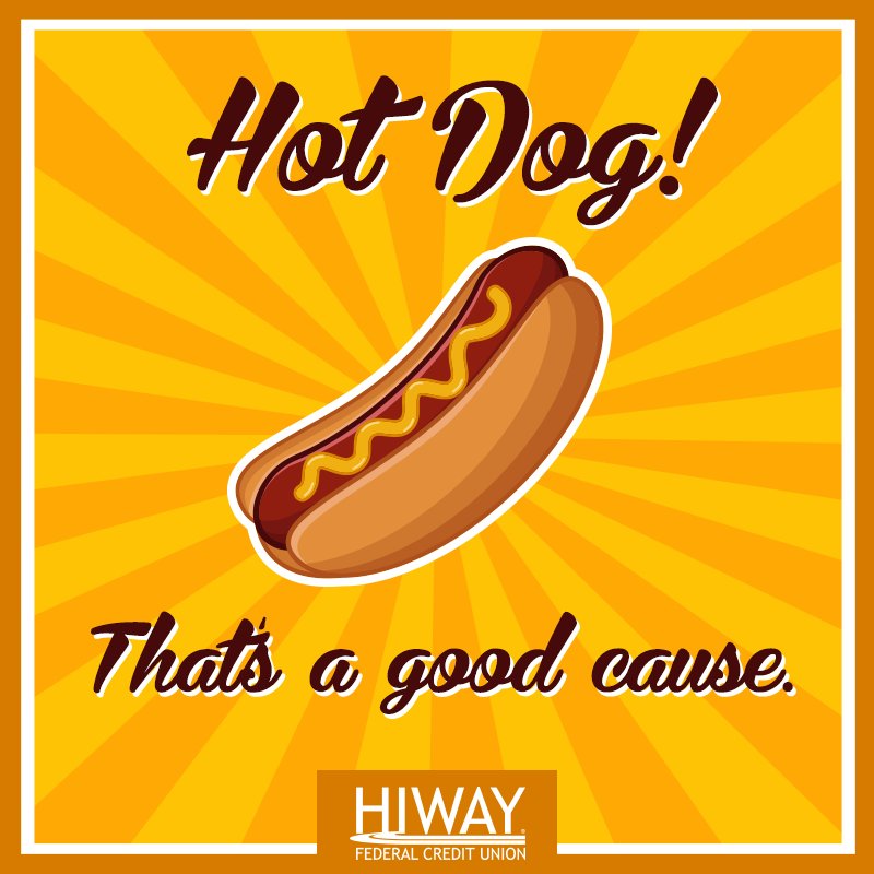 HiwayCU's tweet photo. Hot dog we're grillin' again! Join us at our Main Branch from 11am-2pm, yummy food for a good cause! @CMNHospitals #cookoutforacause https://t.co/eFniINCzck