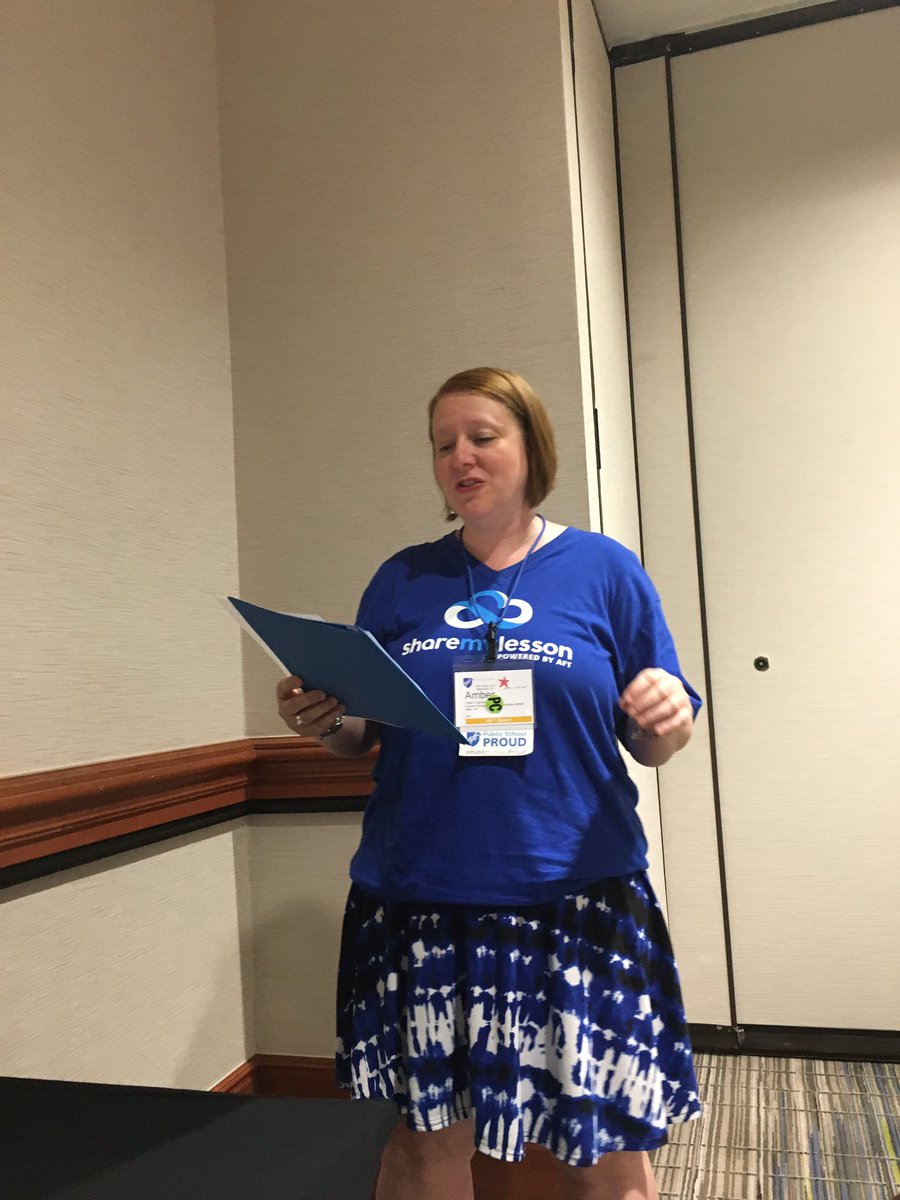 sharemylesson's tweet photo. Rockstar SML teacher, blogger and author @MsAmberChandler about to take the stage at #TEACH17 to introduce @kwamealexander π https://t.co/3KozMxN8mh