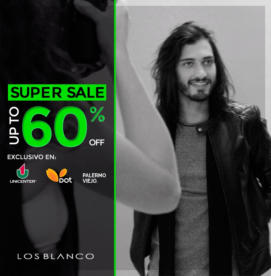 LosBlancoBA's tweet photo. SUPER SALE | ¡Increíble!  Hasta un 60% OFF en nuestras tiendas de @Unicenter, @Dot_Baires y Palermo Viejo! https://t.co/Nr9t3rqMZp