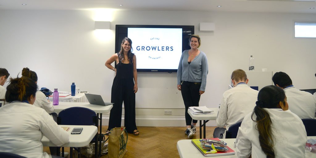 So nice to welcome back #alumni Charley &amp; Lara from <a href="/growlerslondon/">Growlers</a> for a talk about their #foodtruck business. #CulinaryManagement