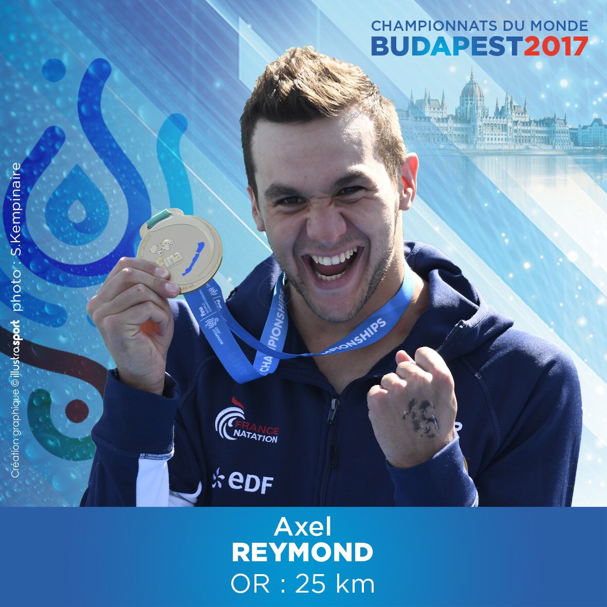 FFNatation's tweet photo. Une dernière pour la route ... Bravo champion ! 👏🏻🇫🇷🎉💪🏻🏅 #Balaton2017 #TeamFrance #championdumonde #EauLibre #25km https://t.co/ojd5NS5TZD